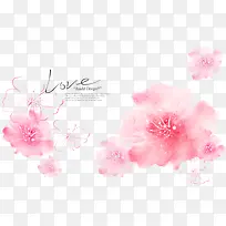 唯美粉色水彩花朵海报