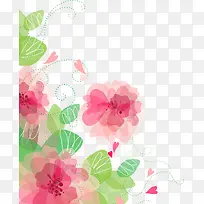 唯美粉色树叶卡通花朵