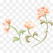 粉色唯美淡雅花朵中式