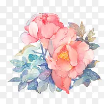粉色花手绘唯美