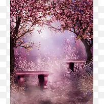 唯美粉色树木花朵