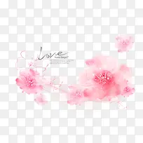 唯美粉色水彩浪漫花朵海报