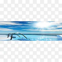 蓝色海洋淘宝海报背景