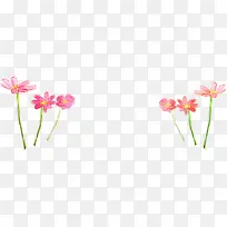 粉色唯美花朵绿叶装饰