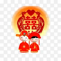 卡通新郎新娘结婚