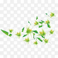 百合花植物白色卡通效果