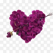紫色梦幻爱心花瓣装饰图案
