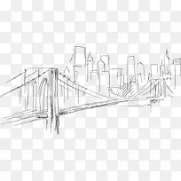 黑色手绘城市大桥创意