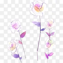 手绘紫色时尚玫瑰装饰