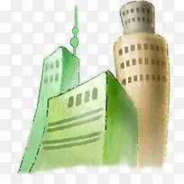 卡通手绘建筑物城市