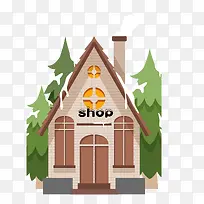 卡通手绘可爱小区商店建筑