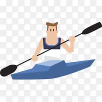 卡通男生体育运动健身锻炼划船
