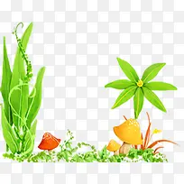 手绘卡通植物绿叶装饰