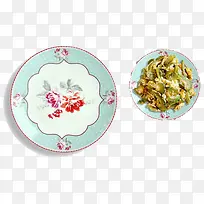 复古蓝色牡丹餐盘
