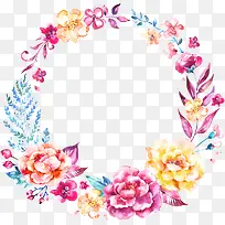 水彩植物花环