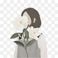 手绘花朵女孩