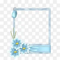 蓝色花装饰边相框