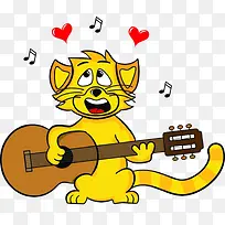 卡通猫弹吉他