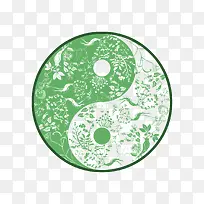 绿色圆形八卦图