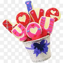i love you我爱你粉色卡通字