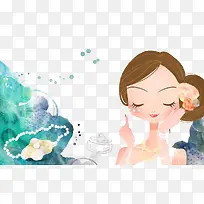 护肤的美女