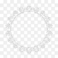 白色花纹镂空简约圆形边框