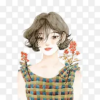 小清新少女手绘插画