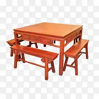 棕色八仙桌实木家具素材
