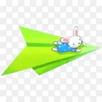 纸飞机兔子向右飞六一儿童节主题素材