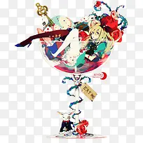 手绘少女儿童绘画素材