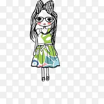 手绘卡通女孩