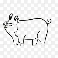 黑色猪剪影简笔画