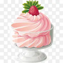 矢量手绘草莓冰淇淋