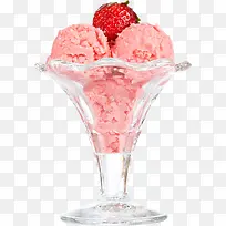 粉色草莓圆球冰激凌