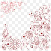 红色花边素材矢量