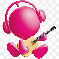 可爱卡通粉色音乐人乐器