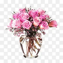 粉色玫瑰鲜花插束插花艺术