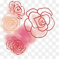 手绘玫瑰粉色素材