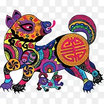 生肖狗水彩画
