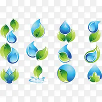 环保水滴绿叶标志组图