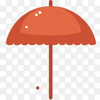 红色圆弧雨伞元素