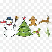卡通圣诞节雪人圣诞树装饰