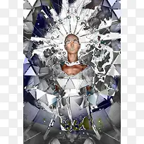 三角碎片背景人物图案