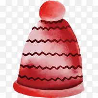 红色冬季水彩毛线帽