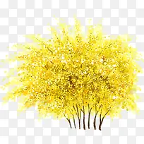 手绘秋季黄色大树装饰