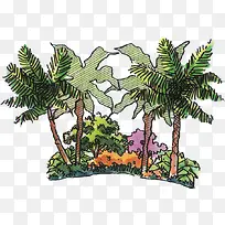 大树美景场景手绘