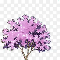 手绘粉色植物大树