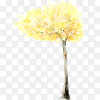 秋季黄色手绘大树装饰