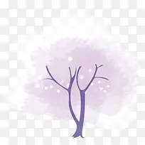 紫色手绘漫画大树