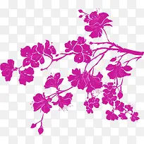 紫色花朵树干图案